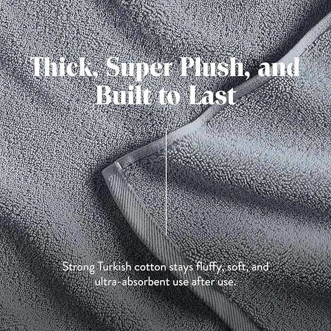 Brooklinen Super-Plush Turkish Cotton Bath Sheets Set of 2 Cotton, 820 GSM, Highly Absorbent, Machine Washable, Perfect for Home & Bathroom (40" x 65"Smoke Gray)