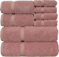 Luxury Hotel & Spa Quality, Highly Absorbent 100% Turkish Cotton, 750+ GSM, Eco Friendly Towel, Bathroom and Kitchen Dobby Border Towels, 2 Bath Towel, 2 Hand Towel, 4 Washcloths (8 Piece, Pink)