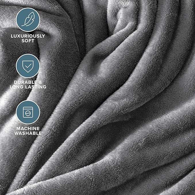 Bare Home Fleece Blanket - Twin/Twin Extra Long - Ultra-Soft Lightweight for Bed, Sofa, and Couch - Luxury Microplush - Cozy Warm Blanket (Twin/Twin XL, Grey)