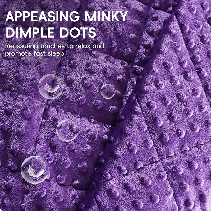 yescool Twin Size Purple Weighted Blanket for Adults 12 Pounds Cooling Weighted Heavy Blanket, Minky Throw Blankets Warm Weighted Comforter, Big Washable Thick Blankets Gift for 100-150lbs, 48 * 72in