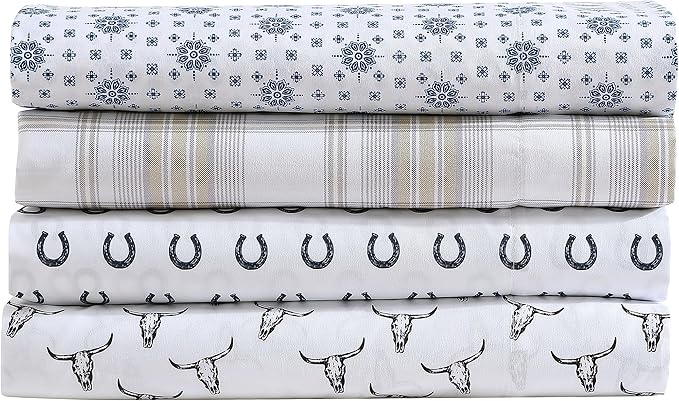 Wrangler - Full Bed Sheets, Ultra-Soft & Lightweight Bedding with Matching Pillowcases, Lightweight Bed Set for All Season Comfort, Oeko-Tex Certified (Horseshoe Dots Navy)
