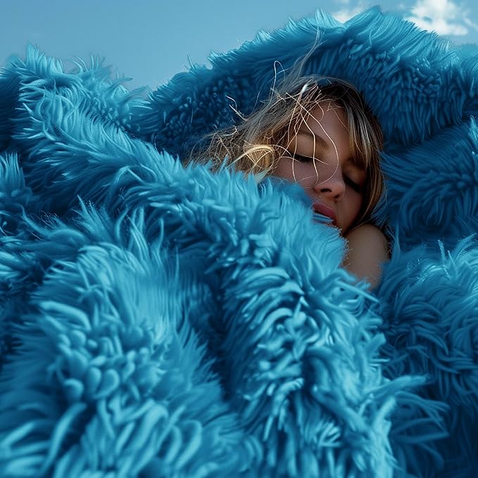 Bedsure GentleSoft Fuzzy Sherpa Faux Fur Twin Blanket Bright Blue Cozy Gifts for Women Men, Soft Fleece Plush Warm Minky Thick Blanket Twin Size for Bed, Blue Room Decor Dorm Essentials Gifts, 60x80