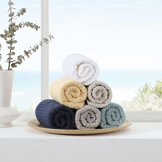 Tommy Bahama- Hand Towel Set, Highly Absorbent Cotton Bathroom Decor, Low Linting & Fade Resistant (Northern Pacific Dark Blue, 2 Piece)