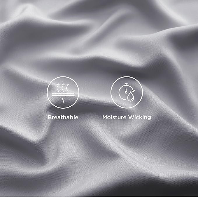 Bedsure California King Sheet Sets, Cooling Sheets, Rayon Derived from Bamboo, Breathable & Soft, Deep Pocket Up to 16 Inches, Hotel Luxury Silky Bedding for Hot Sleepers, Silver Grey