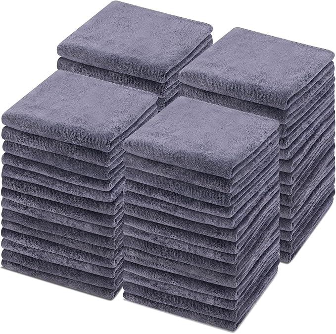 Shimeyao Bleach Proof Towels Microfiber Absorbent Resistant Hair Hand Towels Bulk Quick Dry for Barber Gym Bath Spa Shaving(50 Pack,Grey,Classic)