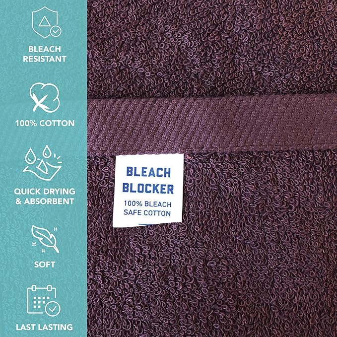 Arkwright Bleach Proof Salon Towels Bulk - Case of 144 - Highly Absorbent, 100% Cotton, Quick Dry Spa Face Towel for Hair Stylist, Barber, Pedicure, and Esthetician, 16 x 28 in, Eggplant