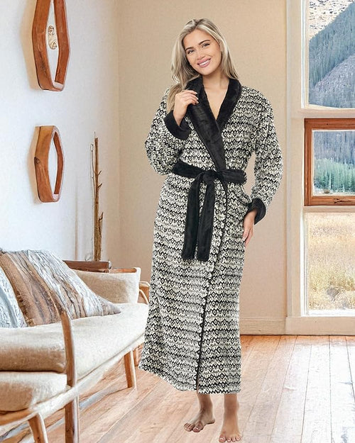 Alexander Del Rossa Plush Robe for Women, Long Fleece Winter Bath Robe, Plus Size