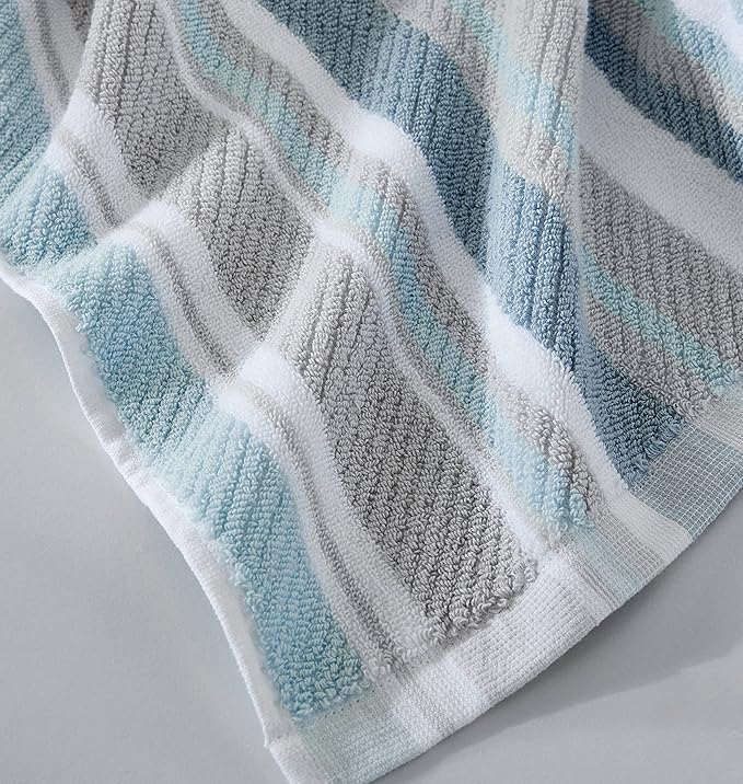 Tommy Bahama - Bath Towels, 100% Soft & Absorbent Yarn-Dyed Cotton with Twill Texture, Low Linting & Fade Resistant, Medium Weight Bathroom Towels (Ocean Bay Tranquil Blue, 3 Piece)