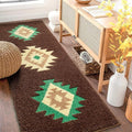 DEXDE Boho Bathroom Rugs Brown Aztec Bath Mat Non Slip Long Bathroom Rug Runner Luxury Soft Absorbent Carpet for Bathroom Shower Kitchen Entryway Modern Western 20x47