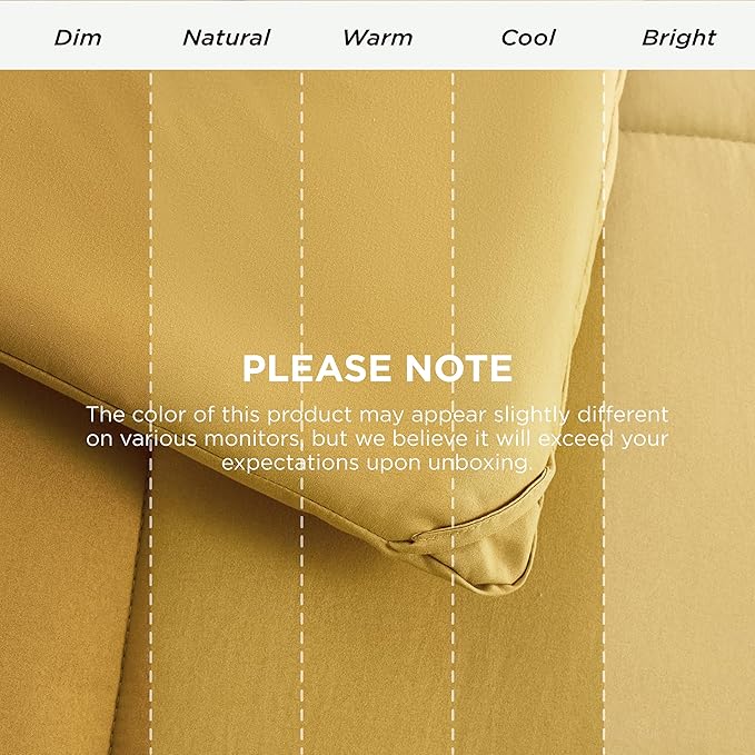 Bedsure Comforter Duvet Insert - Quilted Comforters Cal King Size, All Season Duvet, GentleSoft Down Alternative Bedding, with 8 Tabs, Gifts for Women/Men, Mustard Yellow, Cal King 96 X 102 Inches
