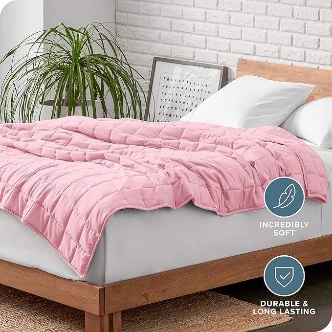 Bare Home Weighted Blanket 40"x60" 10lbs, Light Pink