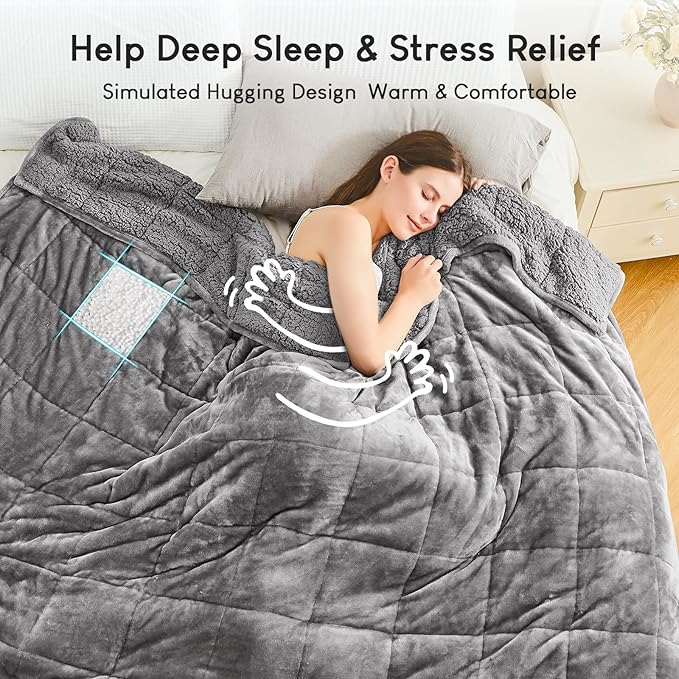 Weighted Blanket 20Inches x 30Inches 03lb, Flannel Cozy Plush Weighted Lap Blankets, Fuzzy Sherpa Weighted Blankets, Soft Travel Blanket for Sofa Bed, Grey
