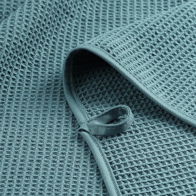 POLYTE Microfiber Oversize Quick Dry Lint Free Waffle Bath Towel for Body, 60 x 30 in, Set of 2