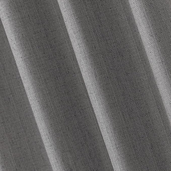 Amazon Basics Faux Linen Blackout Curtains for Bedroom and Living Room, 2-Piece Set with Grommets, 42" W x 95" L, Grey