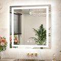 TETOTE 28 x 28 Inch LED Bathroom Mirror with Frontlit and Backlit, Brighter Light up Bathroom Vanity Mirror with Lights, 3-Color Dimmable Illuminated Anti Fog Mirror Wall Mounted, Waterproof