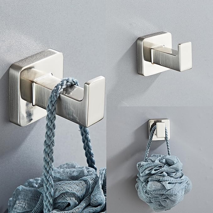 Brushed Nickel Bathroom Hardware Set 4 Pieces,Bathroom Accessories Set Stainless Steel Wall Mounted, Hand Towel Bar, Towel Ring, Robe Towel Hooks,Toilet Paper Holder,Towel Bar Set, 23.6 Inch