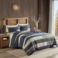 Woolrich Spruce Hill Reversible Quilt Set - Cottage Styling Reversed to Solid Color, All Season Lightweight Coverlet, Cozy Bedding Layer, Matching Shams, Oversized Full/Queen, Stripes Green 3 Piece
