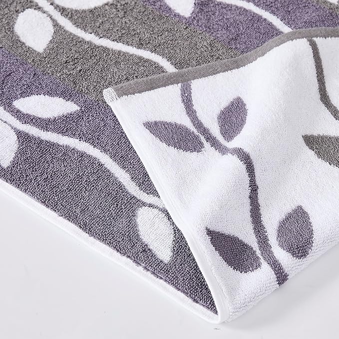 Modern Threads Organic Vines 6-Piece 100% Cotton Towel Set – Yarn Dyed Jacquard & Solid – Includes 2 Bath Towels, 2 Hand Towels, 2 Washcloths – Absorbent, Quick Dry, Soft & Durable – Lavender