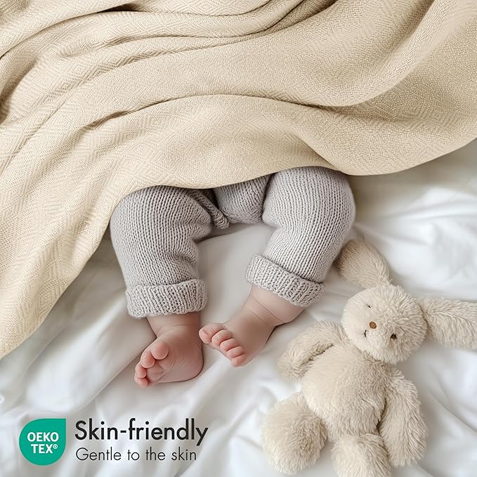 Madison Park Twin Size Blanket, 70% Rayon Bamboo-Based, 30% Cotton, Breathable for Hot Sleepers Menopause, Ultra Soft and Snag-Resistant, Summer Blanket for Bed or Couch, Twin 66"x90", Ivory