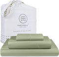 Threadmill 500 Thread Count Twin-XL Size Damask Stripe, 3 Pc Luxury Cotton Sheet Set, Breathable Sage Green Sheets with 15" Elasticized Deep Pocket, 1 Pillowcase & Free Tote Bag