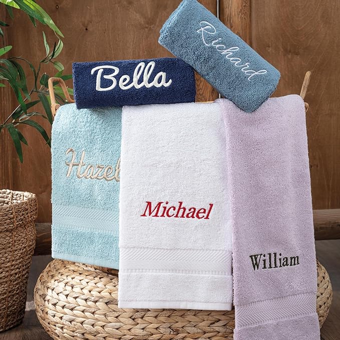 Personalized Towels - Customized Turkish Cotton Towel Set, Monogrammed Towels with Initials, Name & Embroidery, Idea for Weddings, Bridal Showers, Anniversaries, Housewarming, New Home