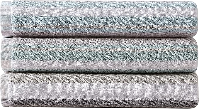 Tommy Bahama - Bath Towels, 100% Highly Absorbent Yarn Dyed Cotton, Low-Linting & Fade-Resistant, Medium Weight Towel Set (Ocean Bay Grey, 3 Piece)
