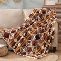 CASAAGUSTO Boho Sherpa Blanket, Aztec Twin Blanket,Ultra Soft, Warm, Cozy, Plush, Thick Fleece Throw Blanket for Couch, Bed, Sofa (Terracotta 60 * 80 Inch)