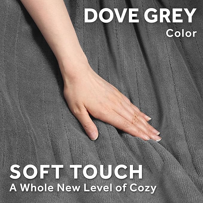 Sunbeam Electric Throw Royal Luxe Microplush Heated Blanket, 4 Heat Settings, 4-Hour Auto Shut-Off, Fast Heating, Warm and Cozy, Dove Grey Color, 50" x 60"