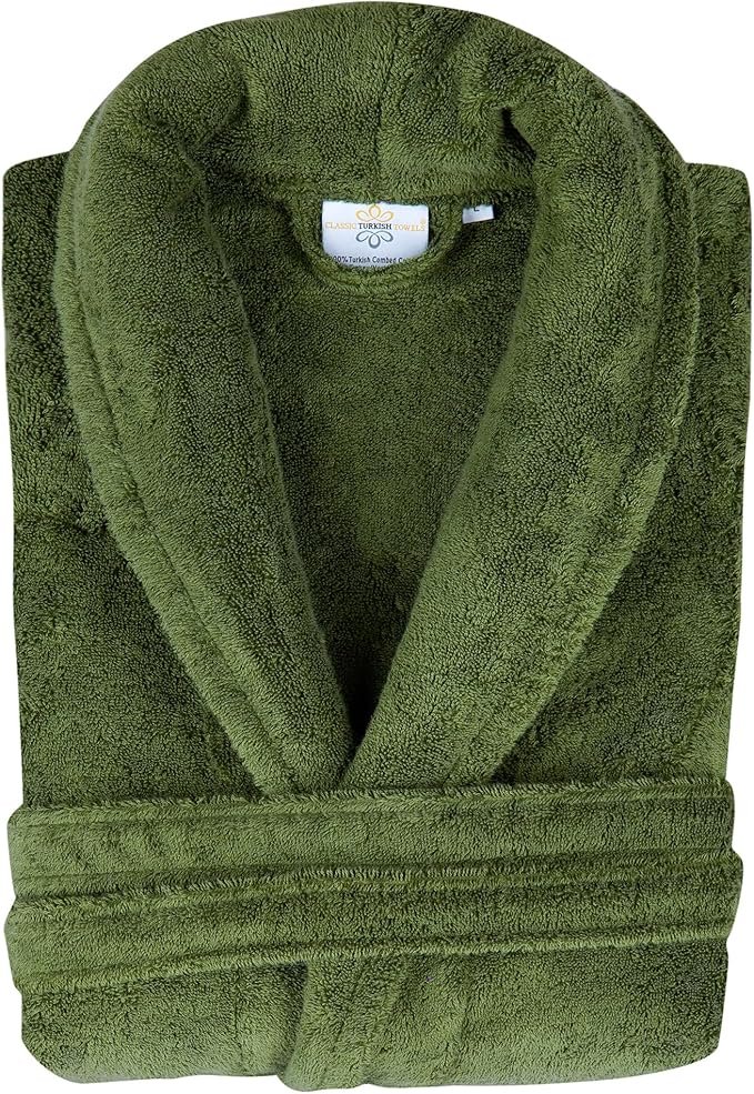 Classic Turkish Towels CTT Premium 100% Turkish Cotton Terry Cloth Bath Robe for Women & Men, Soft & Plush Long Unisex Robe