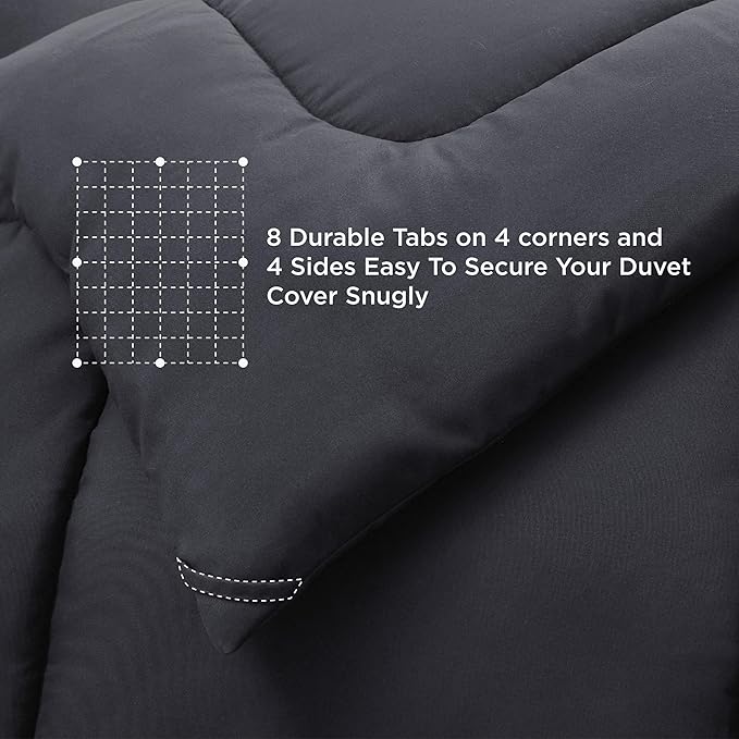 Bedsure Comforter Duvet Insert - Quilted Comforters Twin Size, All Season Duvet, GentleSoft Down Alternative Bedding, with 8 Tabs, Gifts for Women/Men, Grey, Twin 88 x 68 Inches