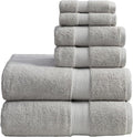 Springtree Home Grey Bath Towels Set of 6 | Classic Hotel Bath Towels | 100% Combed Cotton | Absorbent Quick-Dry Gray Towels for Bathroom | Oeko-TEX® Standard 100 Cotton | Cynewski Collection - Grey