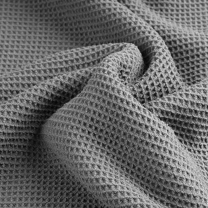 POLYTE Microfiber Oversize Quick Dry Lint Free Waffle Bath Towel for Body, 60 x 30 in, Set of 2