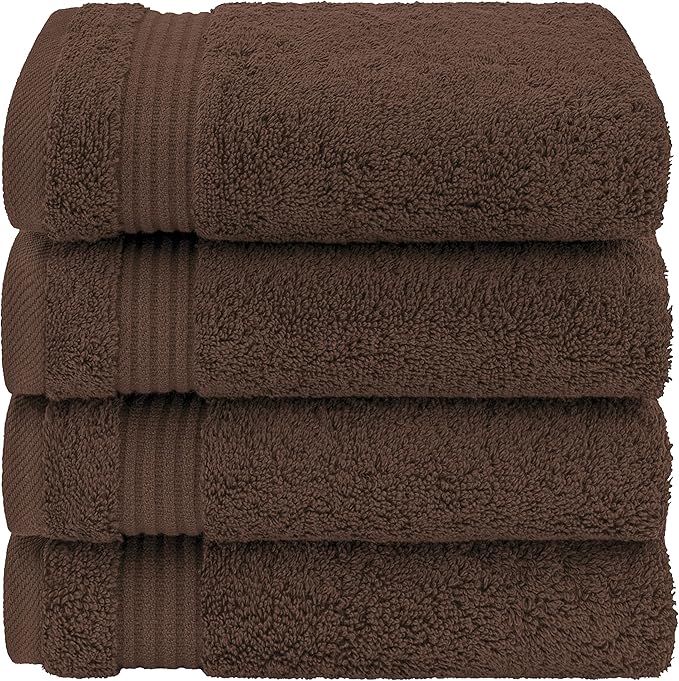American Veteran Towel, Hand Towels for Bathroom Set of 4, 100% Cotton Turkish Hand Towel Sets, Soft Hand Face Towels, Brown Hand Towels