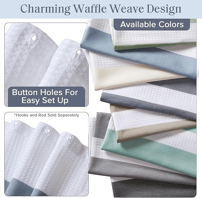Madison Park Shower Curtain Spa Waffle Weave Stall Shower Curtain for Bathroom 3M Scotchgard Moisture Management, Spa Quality Modern Shower Curtains for Bathroom, Stall: 36x72'' Indigo Blue