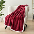 PAVILIA Maroon Red Twin Bed Blanket Reversible Sherpa Chevron, Soft Cozy Jacquard Weave Textured Throw Sofa Couch, Thick Warm Large Fleece Car Blanket, Decorative Plush Home Decor, 60x80 Burgundy Wine