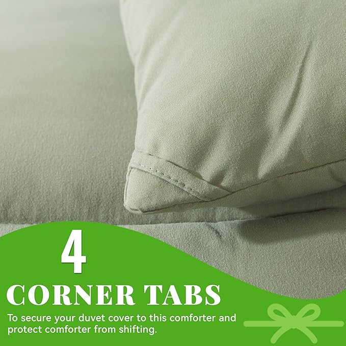Cosybay Down Alternative Comforter (Sage Green, King) - All Season Soft Quilted King Size Bed Comforter - Duvet Insert with Corner Tabs -Winter Summer Warm Fluffy, 102x90 inches