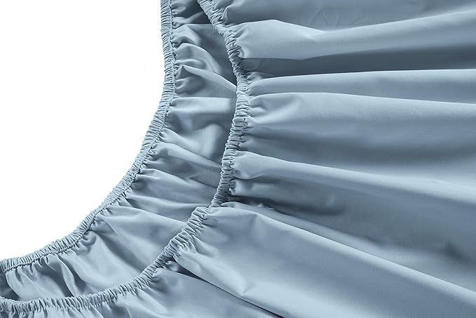 LANE LINEN Split King Sheet Sets – 450 Thread Count 100% Cotton Sheets, Soft & Breathable Sateen Weave, 15” Deep Pocket Fully Elasticized Fitted Sheet, Luxury Hotel Bedding & Pillowcases, French Blue