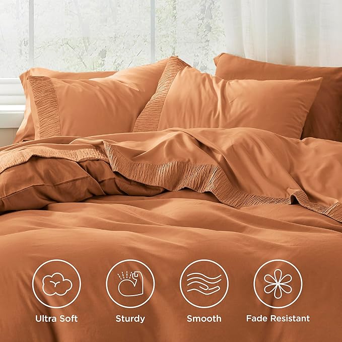 Bedsure California King Sheet Sets - 4 Pieces Soft Cal King Sheets - Breathable & Cooling - Hotel Luxury - Easy Care Polyester Microfiber Bedding for Women, Men, Dusty Orange