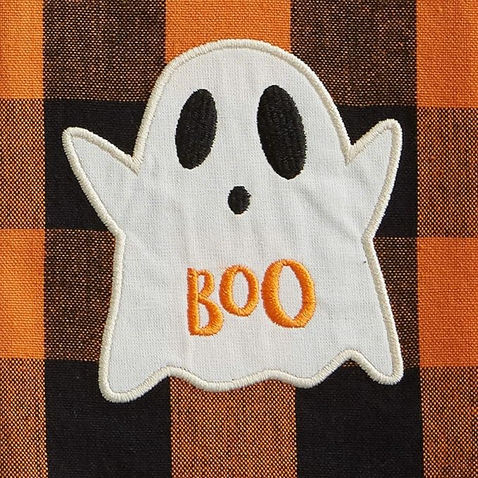 DII Happy Halloween Dishtowel Collection Embellished Cotton Kitchen Hand Towel Set, 18x28, Spooky Farmhouse Buffalo Check, 3 Count
