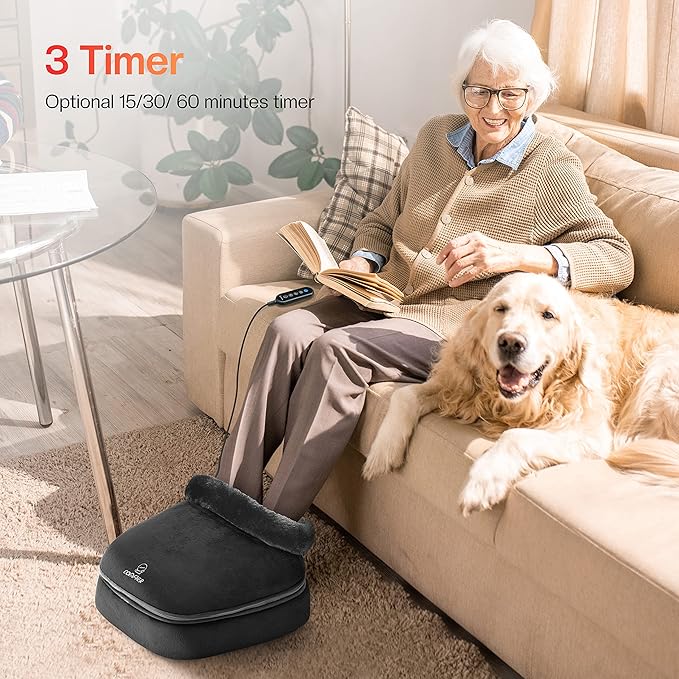 COMFIER Foot Massager with Heat, Electric Foot Warmer, Shiatsu Feet Massager Machine for Plantar Fasciitis,Neuropathy, 2-in-1 Foot & Back Massager, Foot Heater,Christmas Gifts for Women,Men