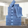 SUPERIOR Egyptian Cotton Pile 9 Piece Towel Set, Includes 3 Bath, 3 Hand, 3 Face Towels/Washcloths, Ultra Soft Luxury Towels, Thick Plush Essentials, Guest Bath, Spa, Hotel Bathroom, Denim Blue