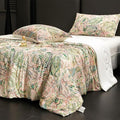 Cyusri Floral Print Cooling Comforter Set 3Pcs Breathable Cool King Size Bedding Set with 2 Pillowcases Green Pink Flowers Pattern Silky Cold Quilt, 108"x90"