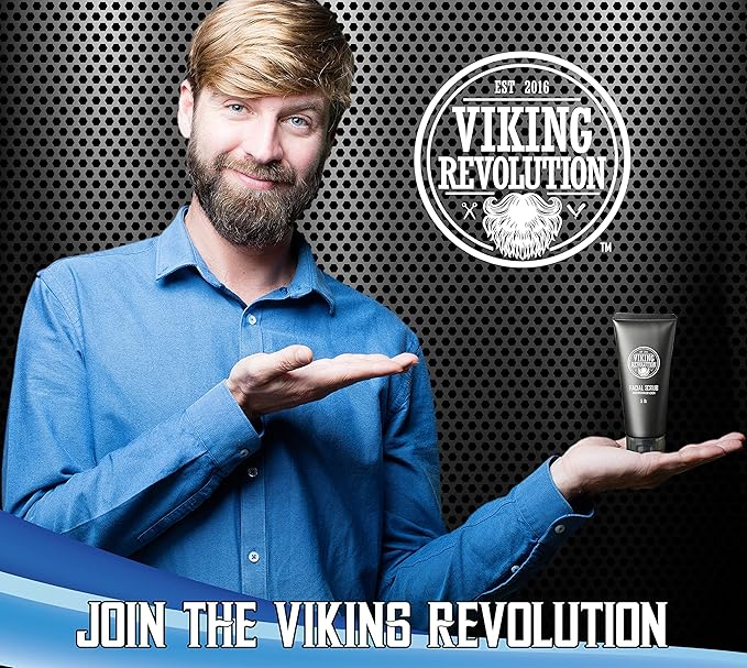 Viking Revolution Microdermabrasion Face Scrub for Men - Facial Cleanser for Skin Exfoliating, Deep Cleansing, Removing Blackheads, Acne, Ingrown Hairs - Men's Face Scrub for Pre-Shave (1 Pack)