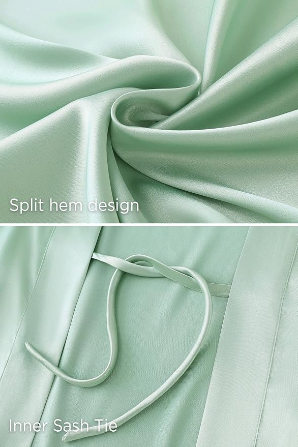 PRODESIGN Satin Kimono Robe Women Long Silky Kimono Bathrobe Sleepwear Wedding Bridesmaid Robe