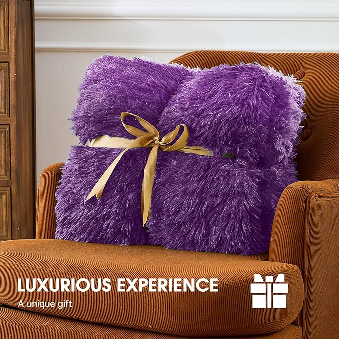 Heated Electric Blanket Twin,Warm Winter Birthday Gifts for Women Her Grandma–Faux Fur with Soft Sherpa,10 Heat Settings,5 Time Settings with Fast Heating, 62x84, Mystic Purple