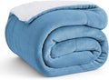 Bedsure GentleSoft Sherpa Fleece Throw Blanket for Couch - Thick and Warm Throw for Women and Men, Soft Fuzzy Plush Blanket for Winter, Washed Blue, 50x60 Inches