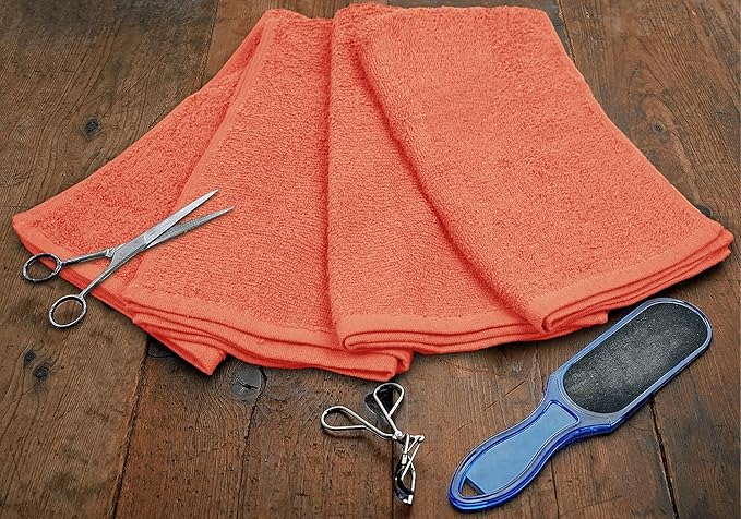 Softolle Salon Towels – Pack of 24 (16"x27") 100% Cotton Ring Spun (Not Bleach Proof) Ultra Soft, Highly Absorbent Hand Towels – Bulk for Spa, Gym & Salon (Coral)