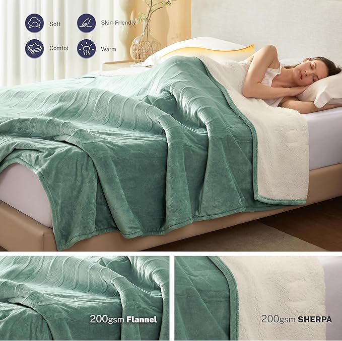 Electric Blanket Full 72"x84" Heated Electric Blankets 10 Heating Levels 12 Time Settings 8 Hours Auto Off Fast Heating and Overheat Protection ETL Certified Machine Washable,Green