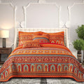 BEDIFANY Cotton King Size Quilt Set - Boho Lightweight King Bedspread - Colorful Orange Reversible Coverlets Quilt Bedding Sets - Oversized King Quilt Set for Bed Decorations for All Seasons, 3 Pieces