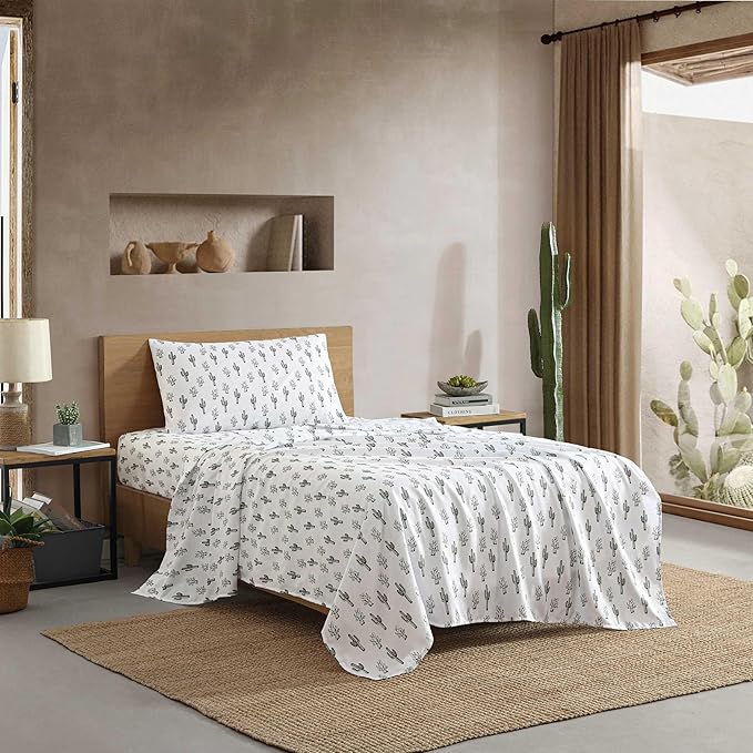 Wrangler - Twin XL Bed Sheets, Breathable & Wrinkle Resistant Bedding with Matching Pillowcase, Lightweight for Year-Round Use, Dorm Essentials (Cacti Green)